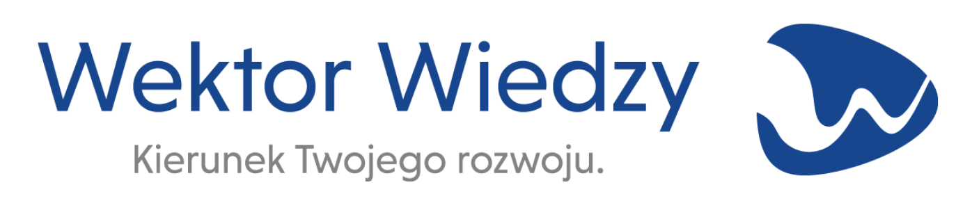 Logo Wektor Wiedzy z hasłem „Kierunek Twojego rozwoju” – organizator kursów kadrowych i płacowych od podstaw