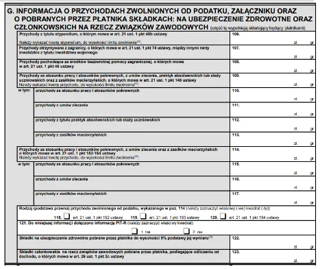 Jak przygotować i złożyć deklarację PIT-11 za 2023 – część G formularza z przychodami zwolnionymi i składkami