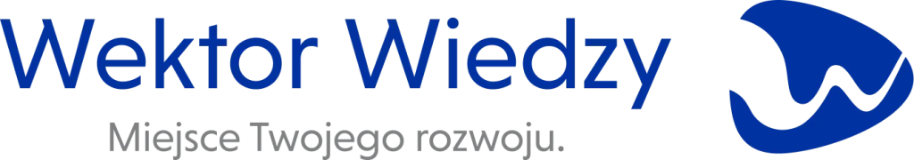 Logo Wektor Wiedzy z hasłem „Miejsce Twojego rozwoju” – platforma szkoleniowa dla sektora publicznego i prywatnego